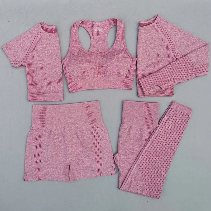

Women Yoga Sets 2021 New 2/3/5PCS Seamless Long Sleeve Crop Top High Waist Gym Fitness Leggings Workout Sportswear Sport Suit