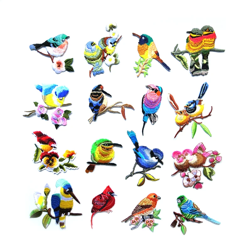 16 видов нашивки в китайском стиле с птицами и животными аппликации вышитыми