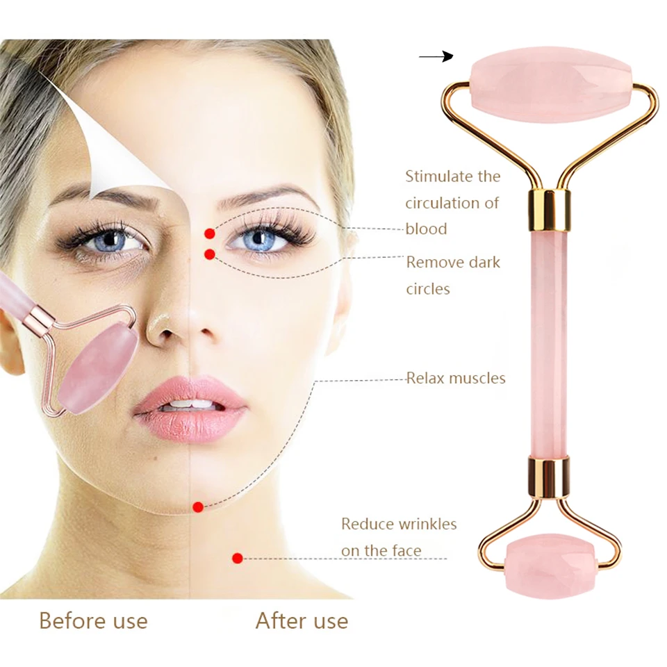 Натуральный розовый кварц Нефритовый ролик для гуаши набор снятия морщин