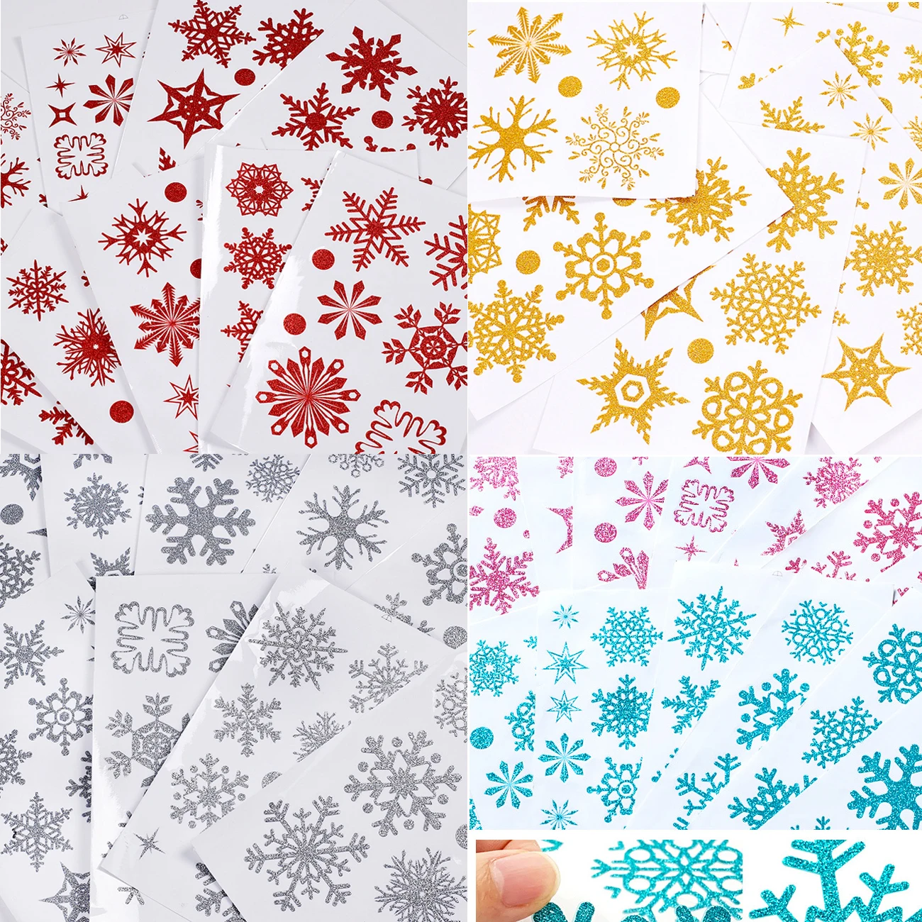 

Diy Glitter Effect Snowflake Electrostatic Window Stickers Christmas Decorations New Year 2022 Home Decor Store Glass Poster Art