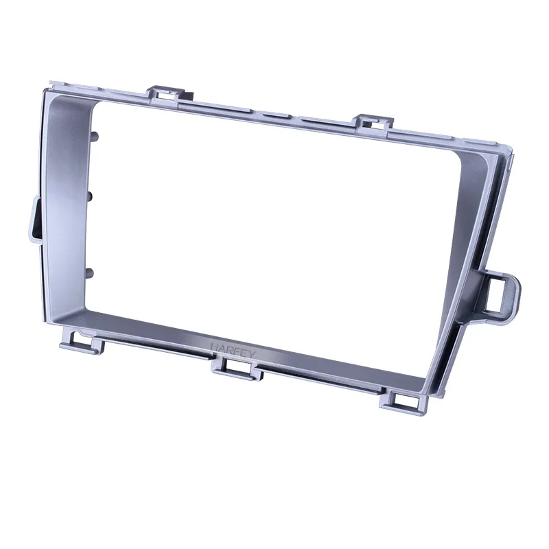 Harfey 2 din Silver Frame 9 inch Plate for 2010 Toyota Prius RHD Audio Dash Trim Fascia Panel Kit Head Unit Car Refitting Stereo |