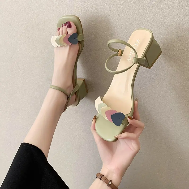 

Clear Heels All-Match Fashion Womens Shoes 2021 Sandals Elastic Band Med Suit Female Beige Espadrilles Platform Luxury Slip-on