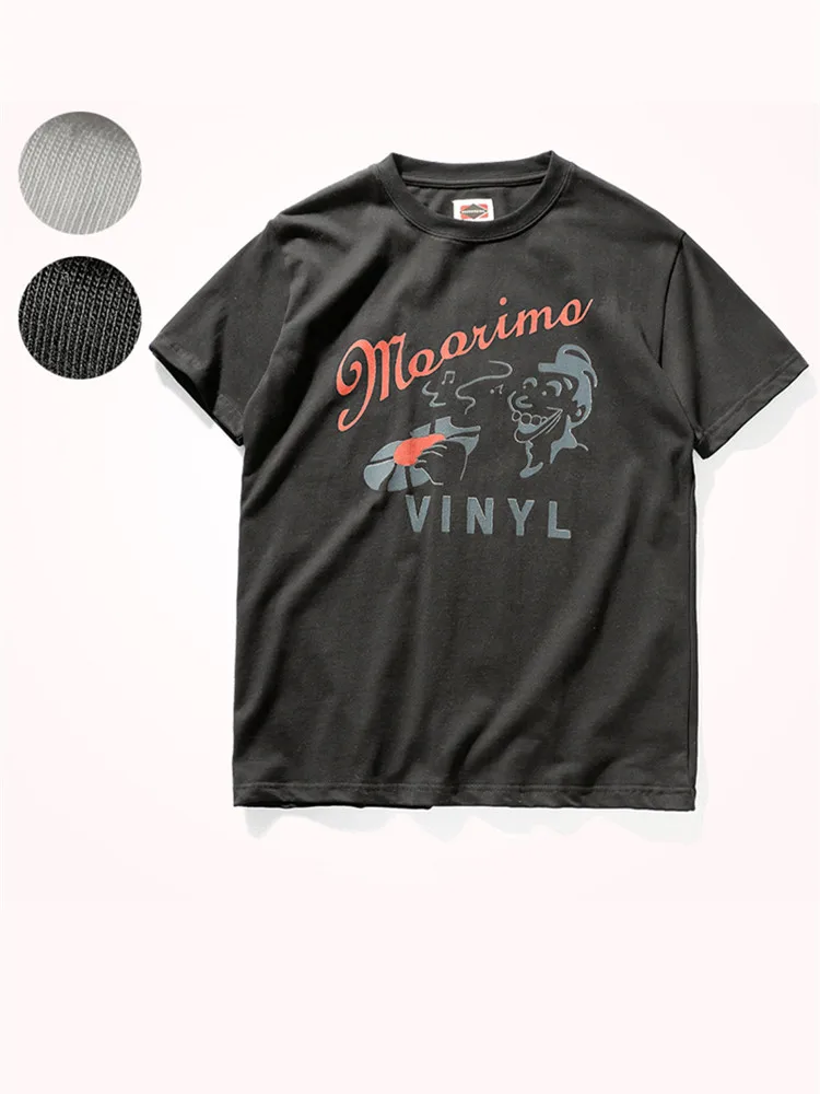 

Summer New Japanese Retro Pure Cotton Short-sleeved O-neck Printed T-shirt Men's Fashion High Weight Double Yarn Washed Old Tops