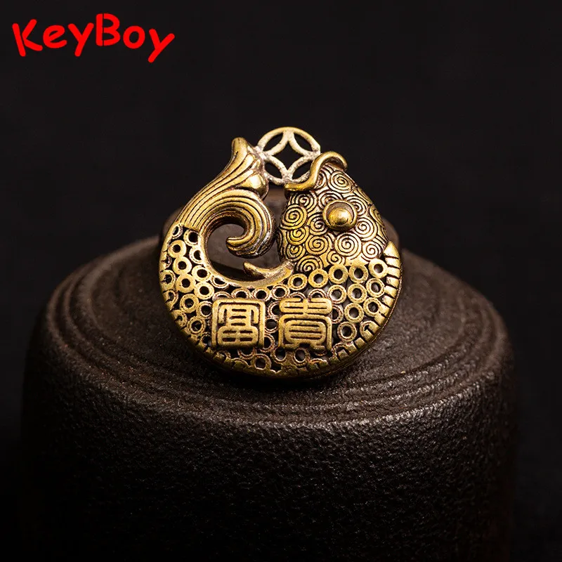 Винтажный латунный брелок в форме рыбы Кулон модное ювелирное изделие из чистой