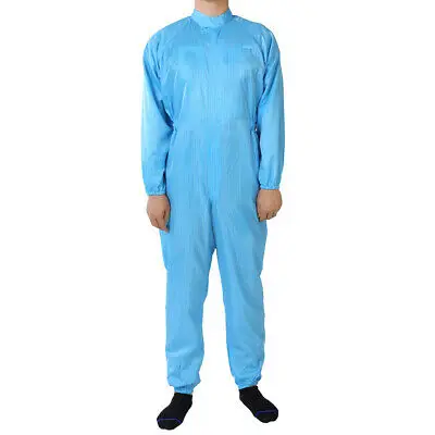 

Anti Static Overalls Siamese Unisex ESD Lab Coat Button Up XXXL Blue