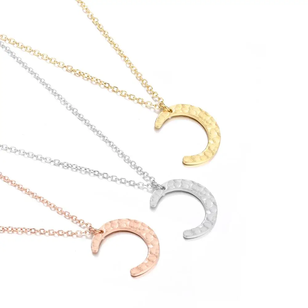 Элегантное ожерелье с подвеской в виде Луны для женщин простой чокер из нержавеющей стали геометрические