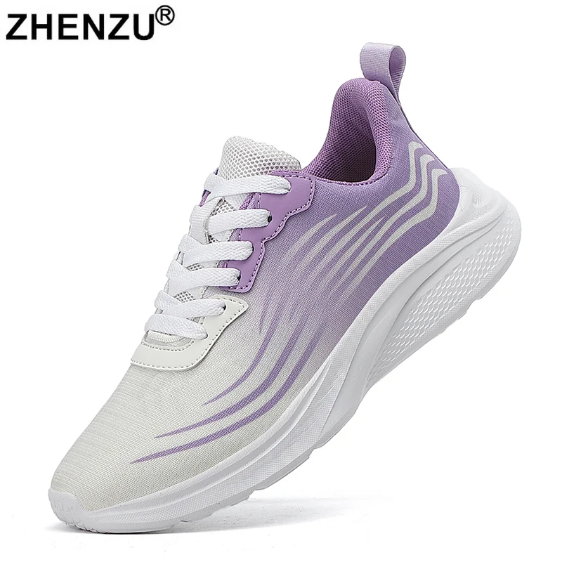 

ZHENZU Size 35-42 Women Lightweight Black Sneakers Outdoor Sports Breathable Mesh Comfort Running Shoes Trainers