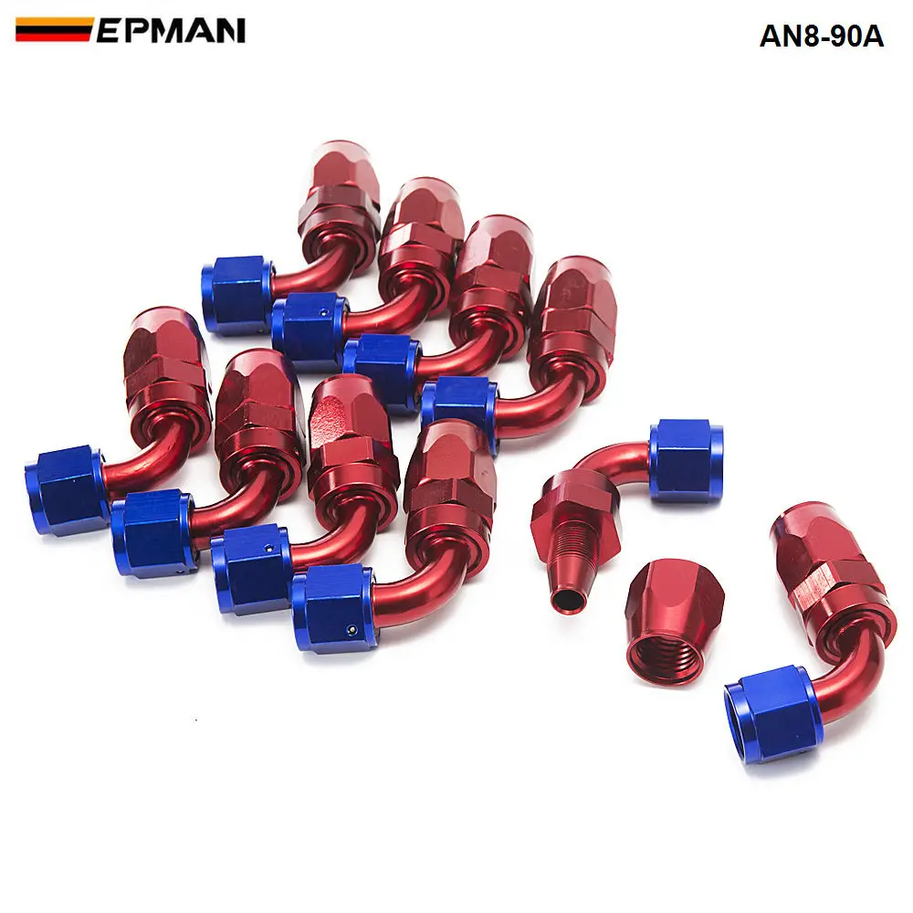 10pcs /set 90Degree High Performance AN8 Hose End Fitting Aluminum Oil cooler hose fitting AN8-90A | Engine
