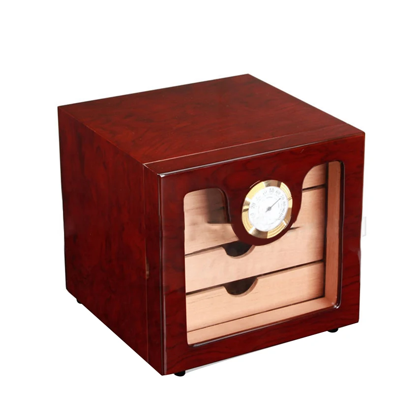 

Multi-Layer Square Cigar Box Luxury Wooden Humidor Hard And Durable Cigar Humidifier Transparent Humidor Cabinet With Hygrometer