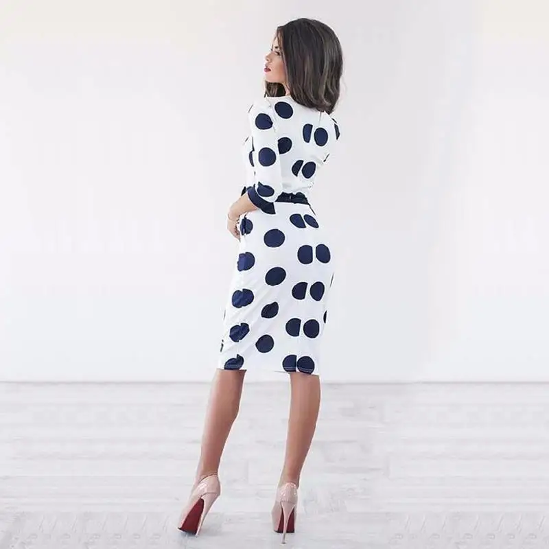 Женское платье-карандаш BornToGirl винтажное элегантное платье в горошек белого и