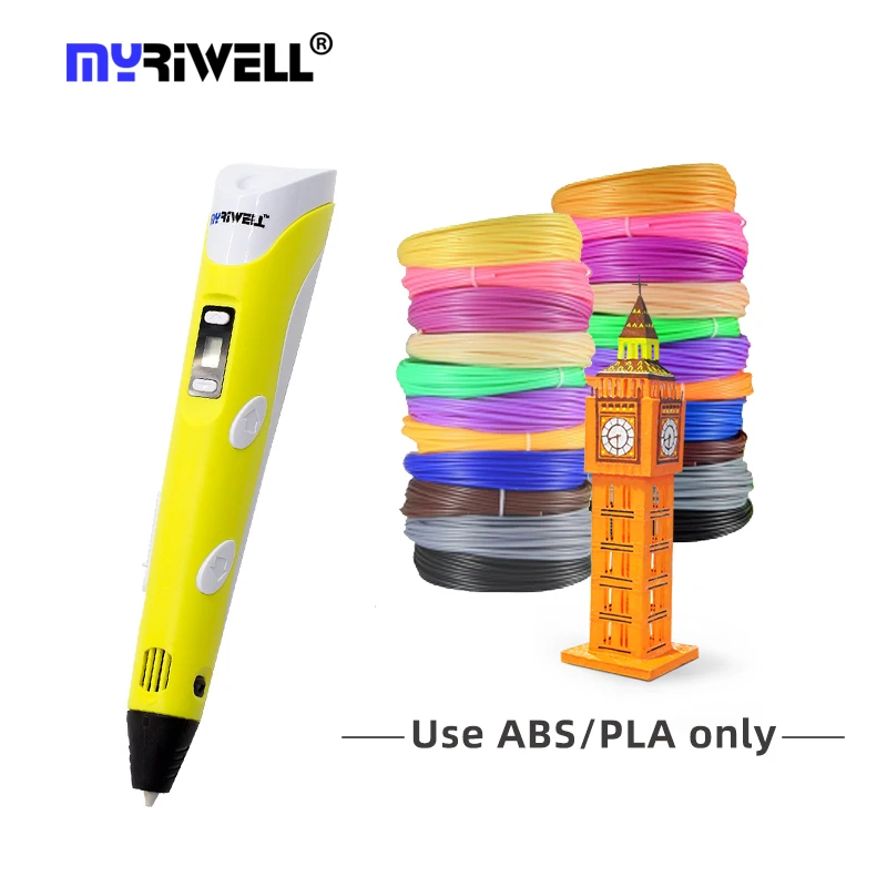 

Myriwell DIY Pens Drawing Pencil LED Screen Speed Adjustable 3D Pen 3 Colors of PLA Filament rp-100b of 1.75mm PLA