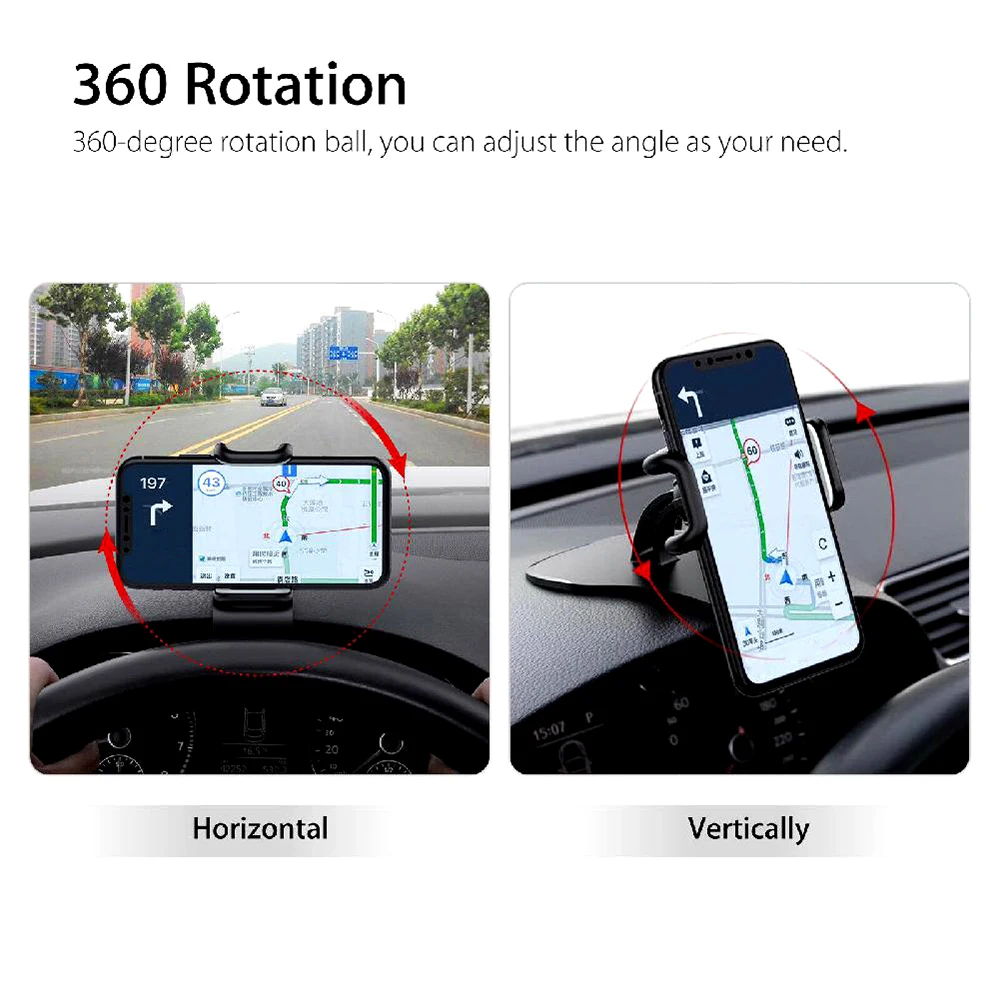 Car Cell Phone Holder Dashboard Mount Stand 360 Rotation Universal GPS Display Bracket For iphone Xiaomi Samsung Huawei | Автомобили и