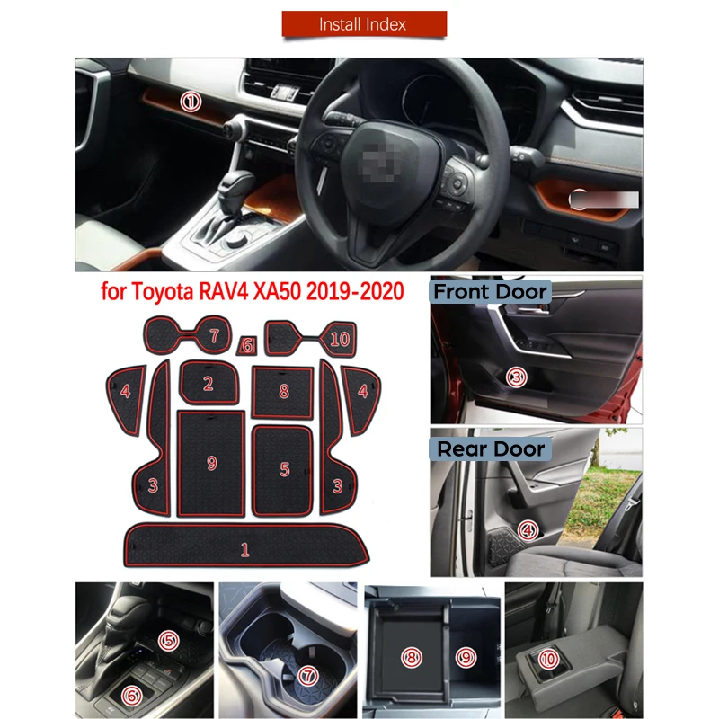 Противоскользящий резиновый подстаканник со слотом для ворот Toyota RAV4 XA50 2019 2020
