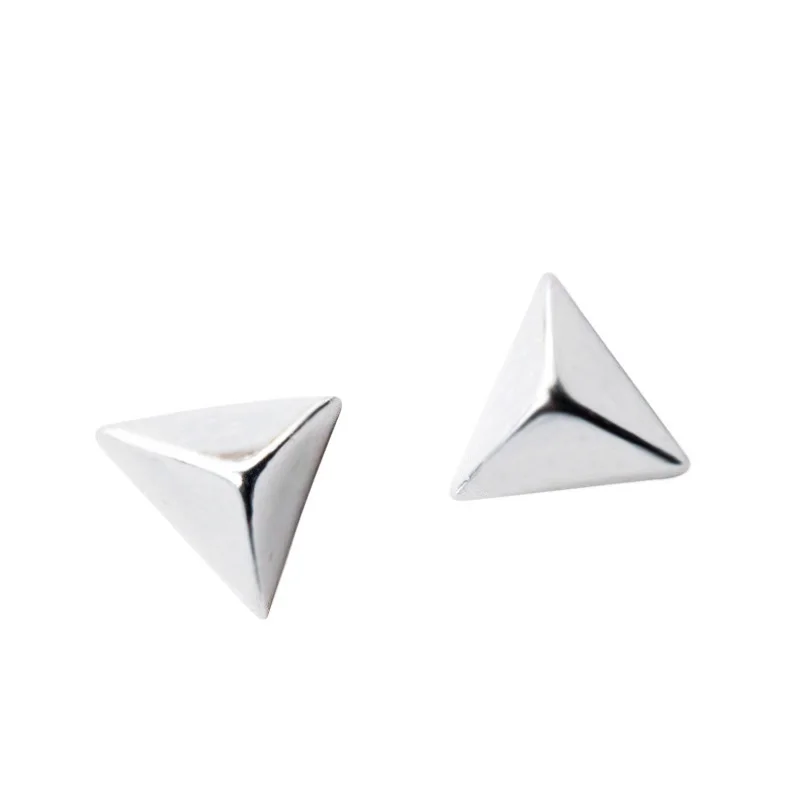 1Pair Silver Trusta, 1 пара, 925 пробы, серебряные ювелирные изделия, маленькие серьги-гвоздики, золото/серебро, треугольные серьги, классный подарок для девушек-подростков DS1332 - Окраска металла: 1Pair Silver