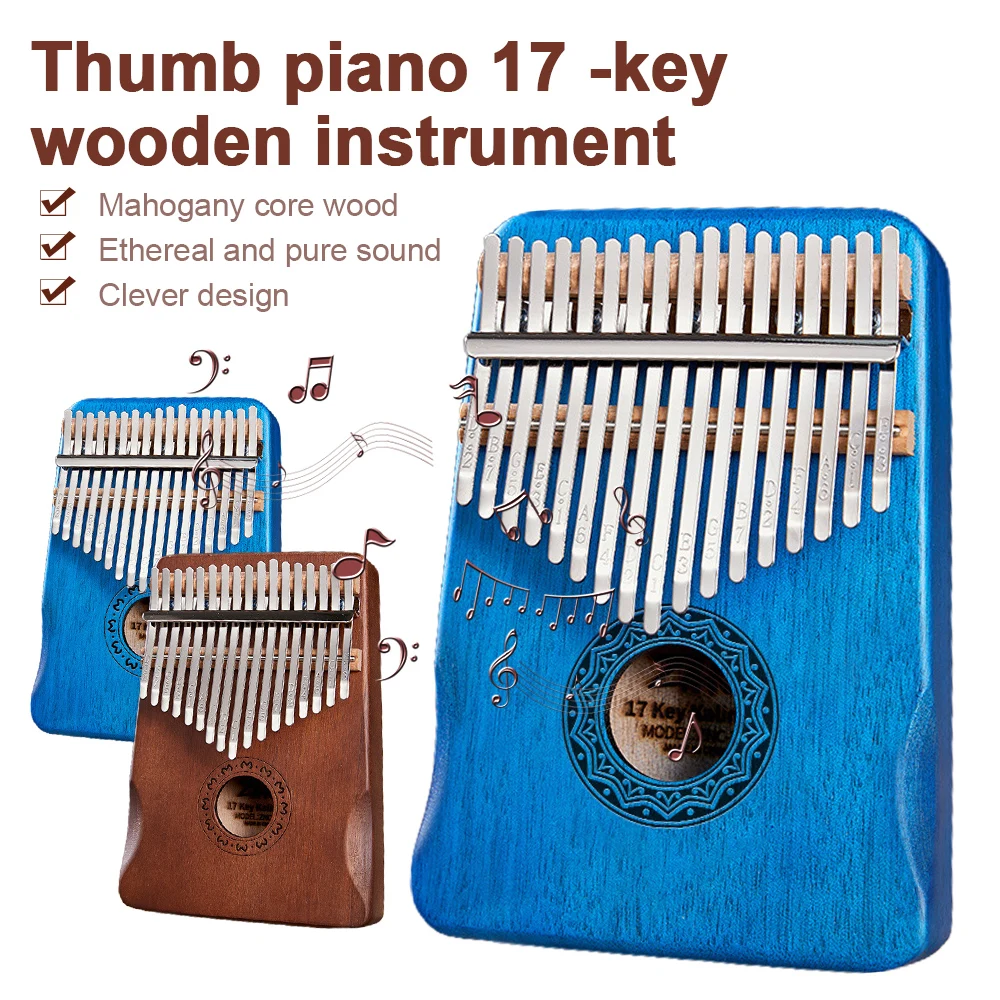 

Kalimba 17 Keys Thumb Piano Wood Mahogany Musical Instruments Finger Piano Creative Music Box For Beginners Christmas Gift