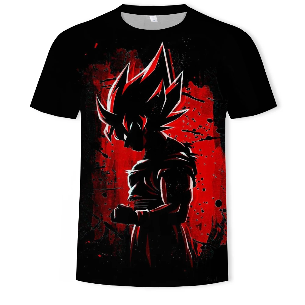

New summer Japanese anime 3D printing black men's tshirt cartoon children's clothing parent-child T-shirt