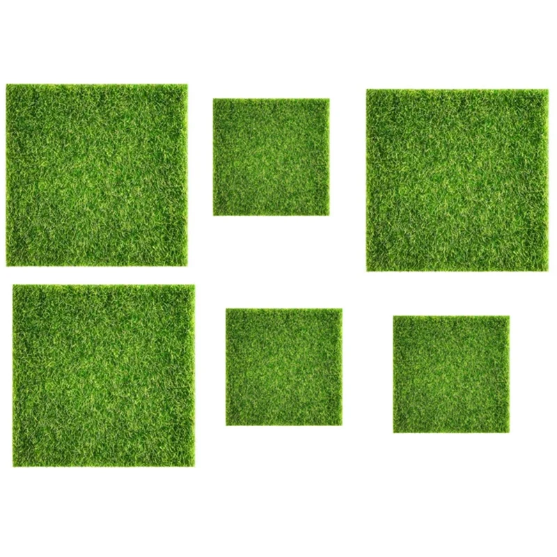 

6 Pieces of Artificial Turf, Miniature Grass Garden Decoration Artificial Floor 15X15cm / 30X30cm