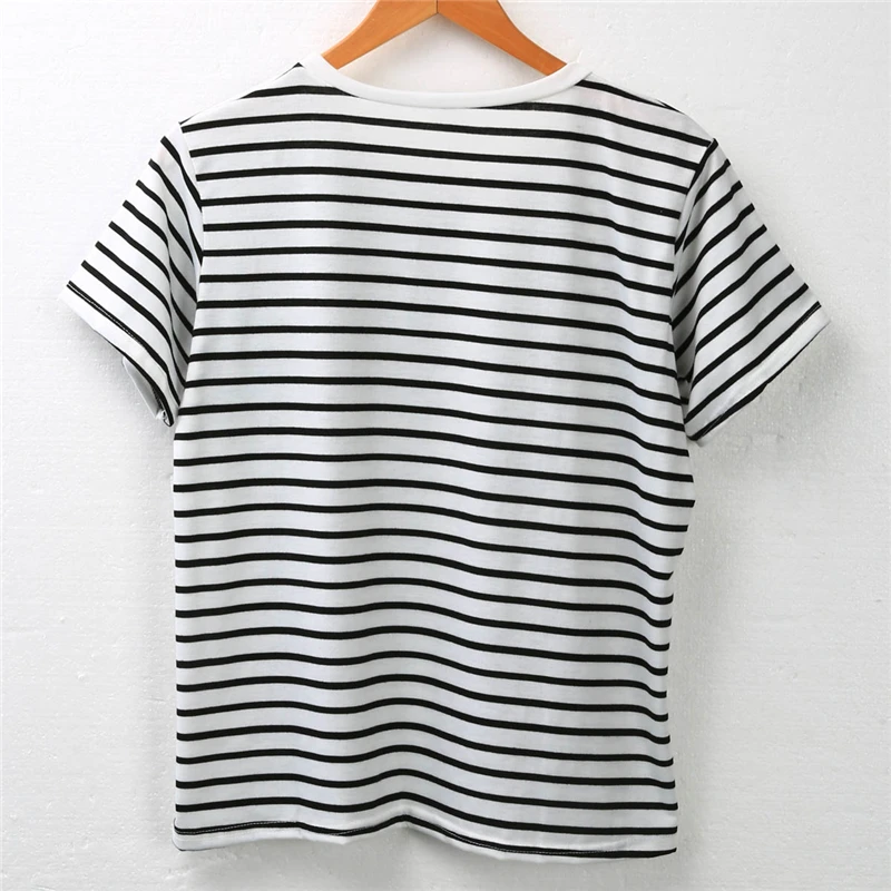 Женская летняя футболка с круглым вырезом и коротким рукавом|striped t shirt|t shirtplus shirt |