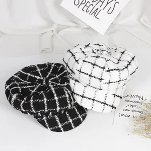 FOCUSNORMмодные детские шапочки для девочек; Повседневные шапки в клетку с принтом; Сезон осень-зима; От 3 до 6 лет