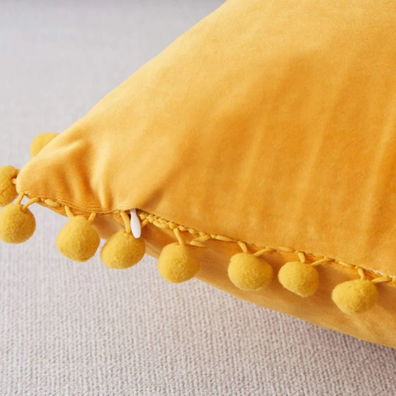 

Soft Plush Pillow Cover Square Simple Ball Lace Pillow Cushion Cover Bedroom Living Room Sofa Pillowcase Home Decoration