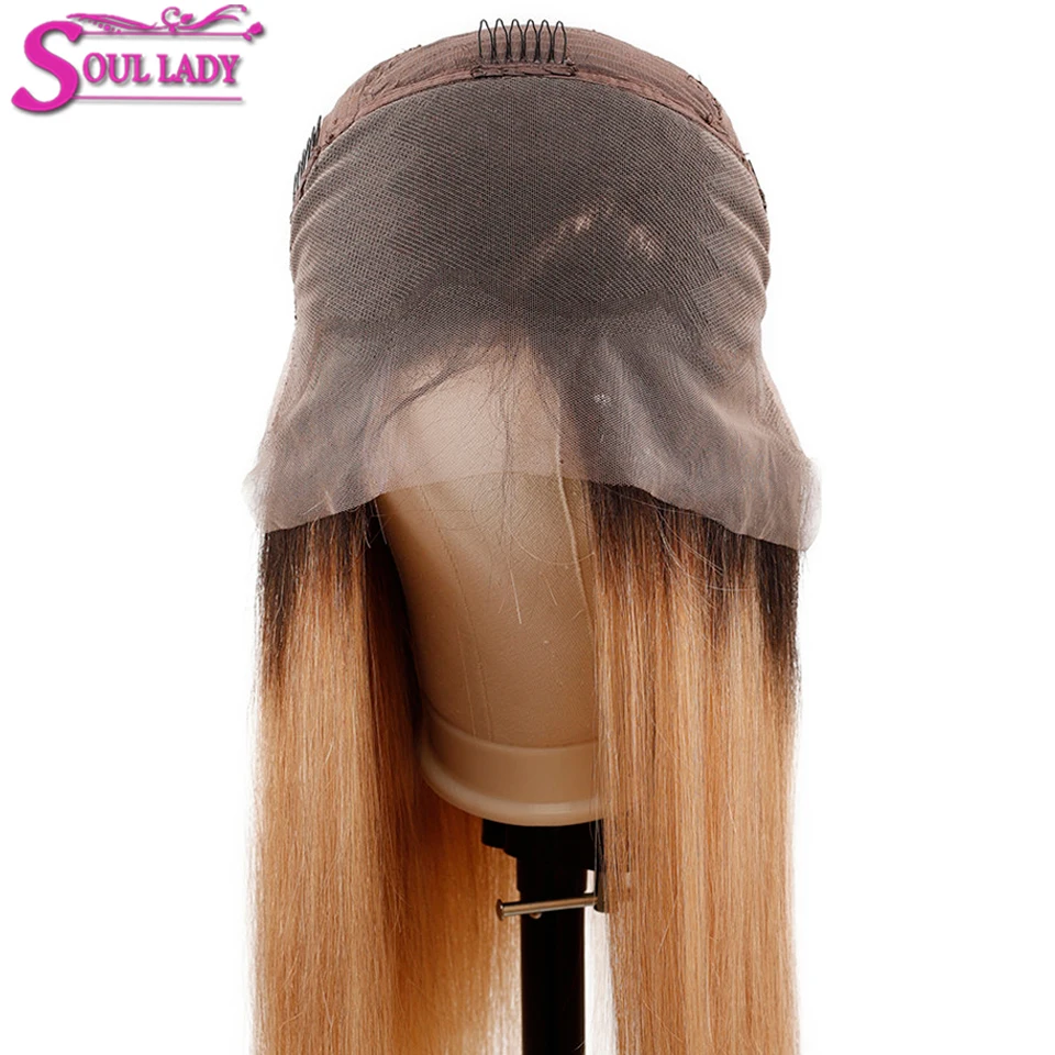 Soul Lady Ombre Человеческие волосы подчеркивает парик 4 цвета Фронтальная Кружева