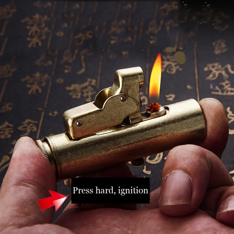 Латунная Зажигалка винтажная Ретро многоразовая масляная керосиновая Мини