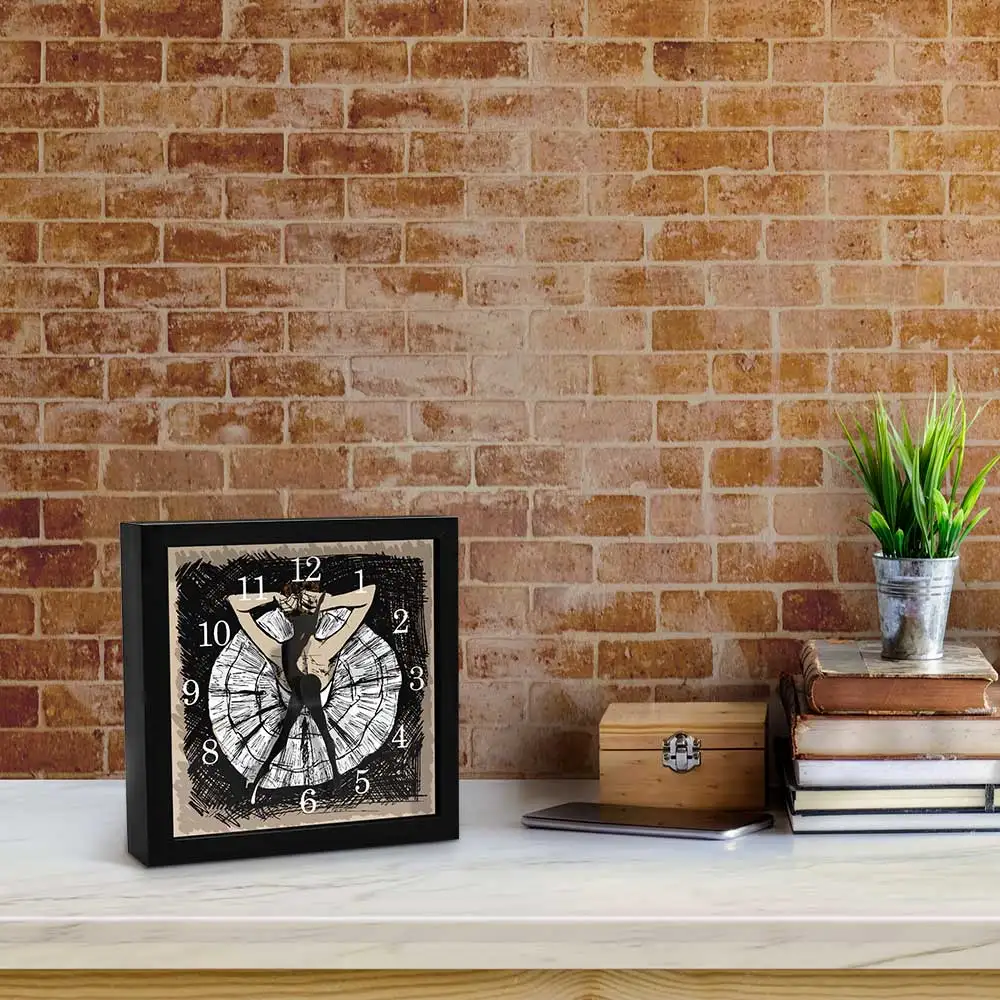 Квадратная рамка принцесса розовые балерины танец настенные часы балет танцор
