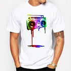 Мужская повседневная Простая белая футболка с цветным принтом с разбрызгивающейся камерой, классные летние топы