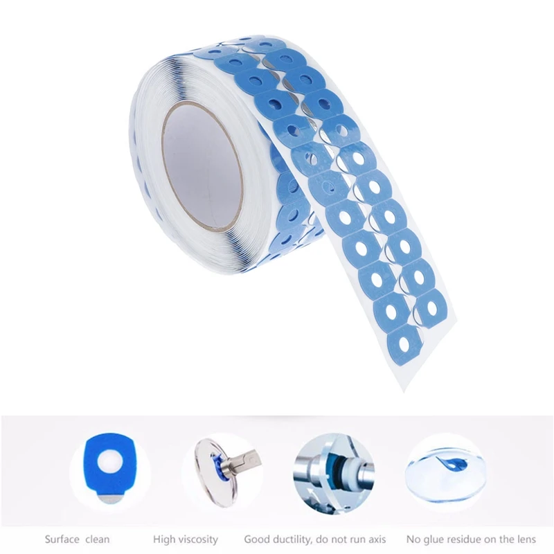 

1000Pcs Optical Lens Edging Anti-Slip Blocking Pad Sticker Double-Sided Blue