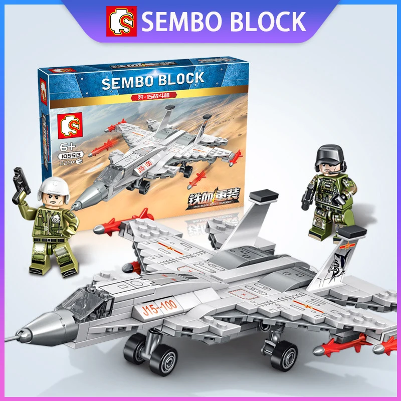 Sembo 229 шт. Китай военный J 15 набор боевиков самолет саркрафт строительные блоки
