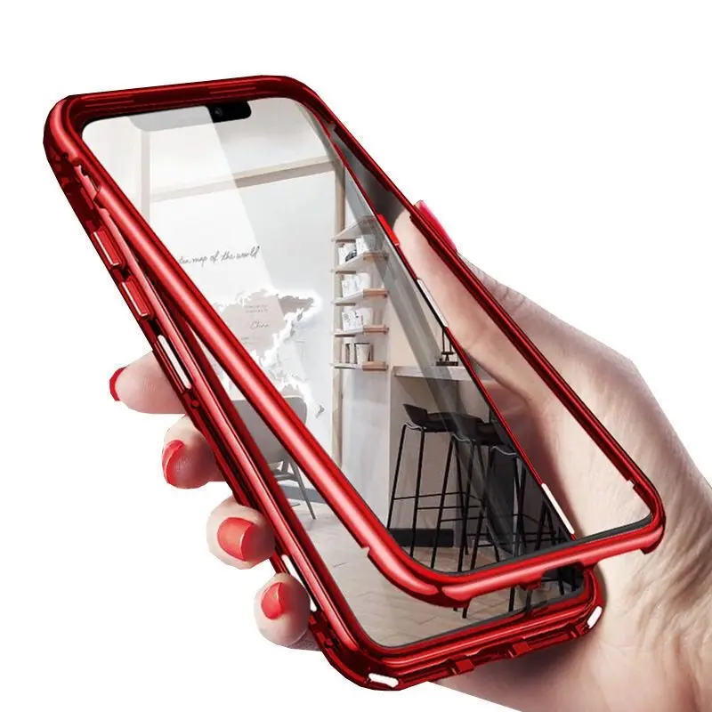 Магнитный адсорбционный чехол для телефона для OnePlus 7 Pro One Plus 6T закаленное стекло задняя крышка для Oneplus 6 5T Роскошный металлический Прозрачный чехол