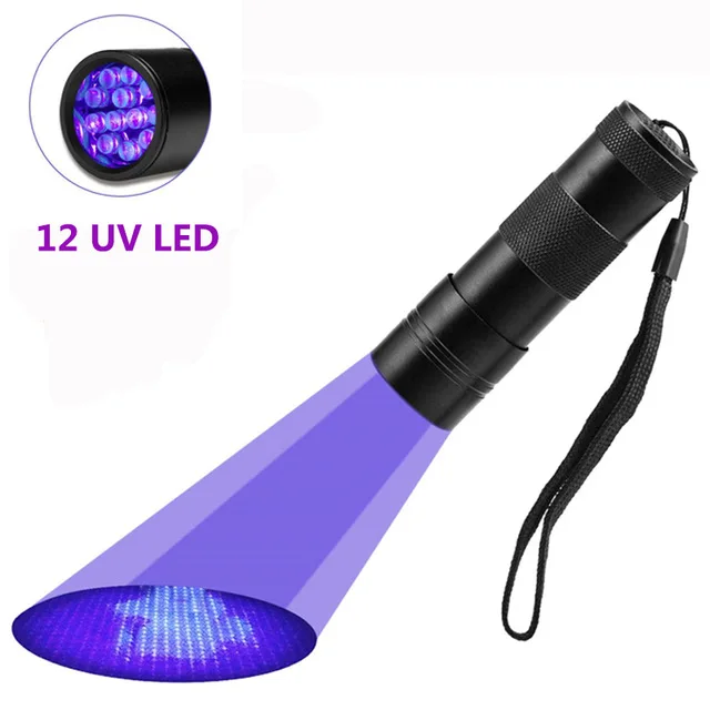 12 UV LED Высококачественный УФ-свет 51 светодиодный 21 светодиодный 12 Светодиодный УФ-свет 395-400nm светодиодный ультрафиолетовый фонарик лампа безопасное Обнаружение ультрафиолета AAA батарея - Испускаемый цвет: 12 UV LED