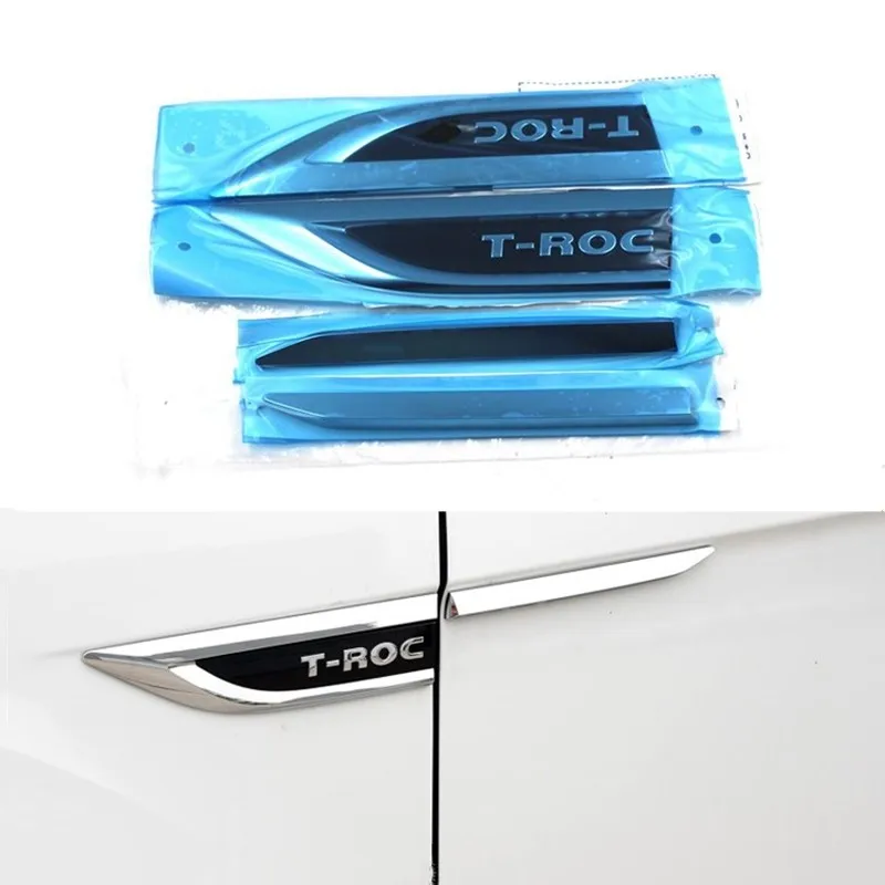 4 шт./лот для VW T-ROC TROC Chrome Боковая крыло, дверца эмблема на крыло значок Стикеры