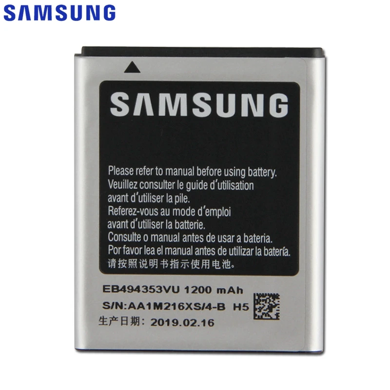 Оригинальная замена samsung Батарея для samsung S5330 GT-S5570 i559 S5570 S5232 C6712 S5750 натуральная EB494353VU EB494353VA