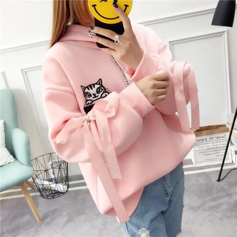 

Autumn and winter new student Plush sweater women's top loose hooded long sleeve coat hoodies women sweatshirt clothes harajuku