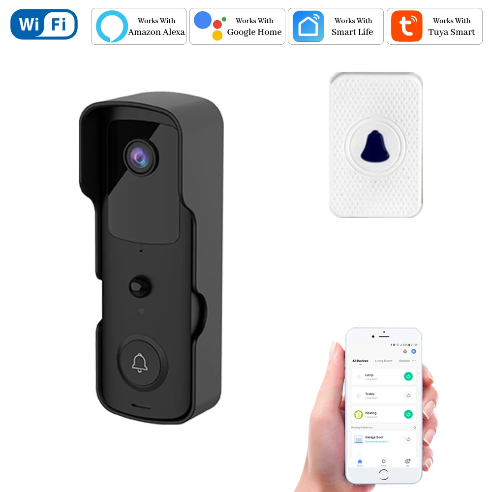 

Беспроводной дверной звонок с поддержкой Wi-Fi, 1080P