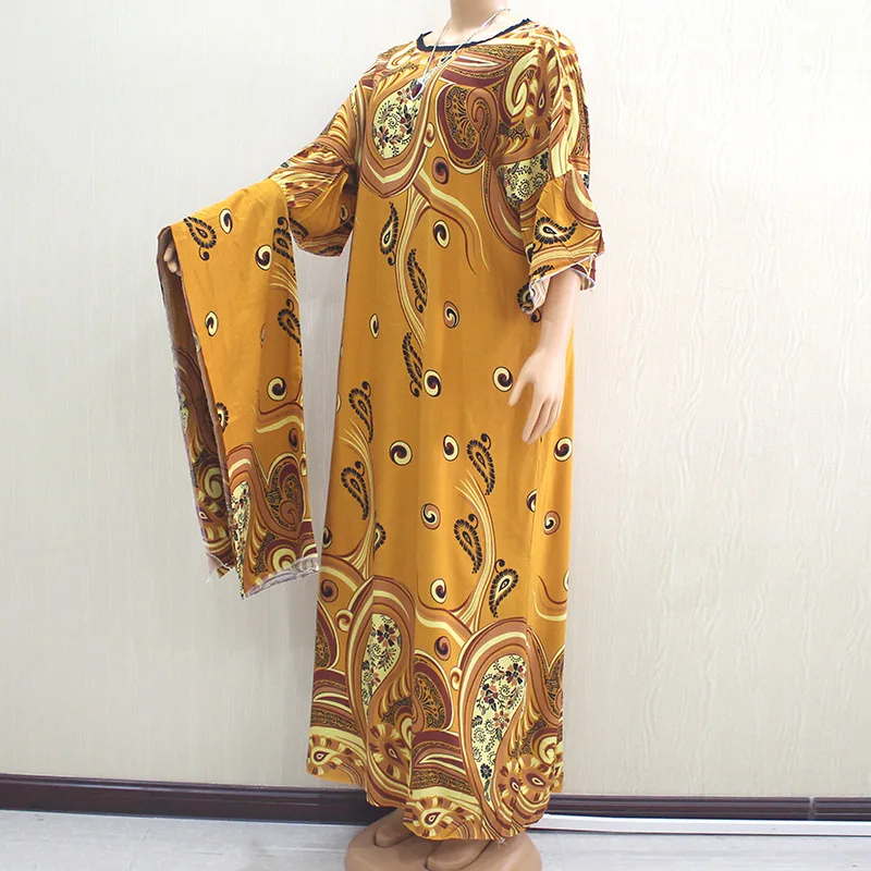 Элегантный африканская Дашики Платье с принтом хиджаб хлопковый комбинезон в