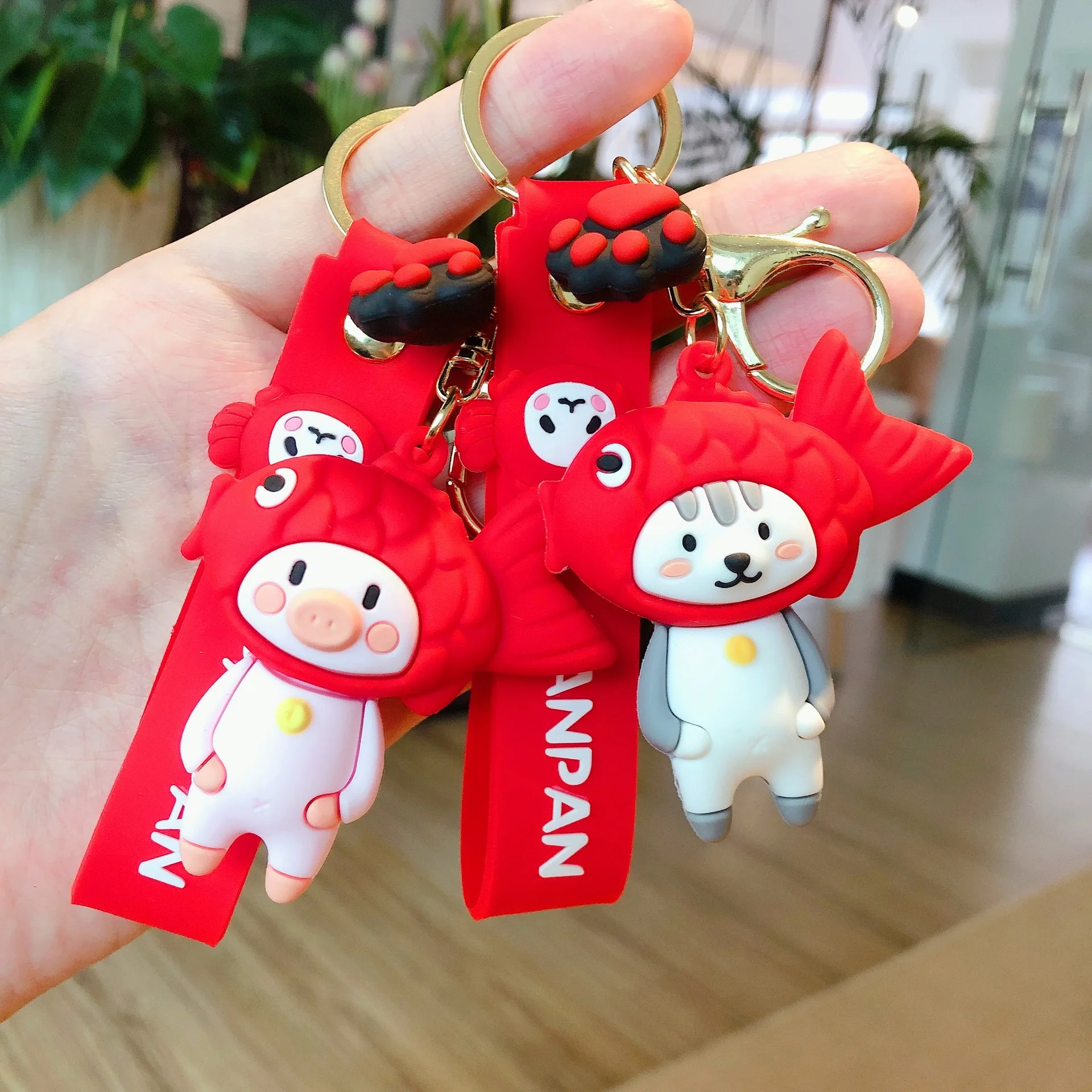 

Pendant Cartoon Glue Drop Doll Small Gift Key Chain Woman New Selling Lovely Panda Fish Keychain Shiba Cat Keyring