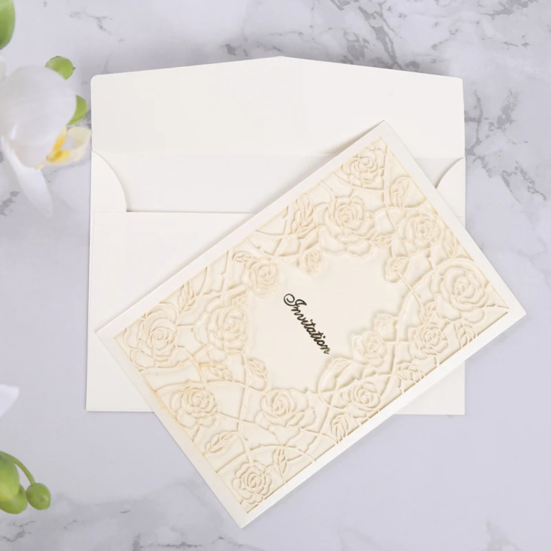 1 шт. РОЗА ФЛОРА лазерная резка свадебные пригласительные открытки бизнесмена