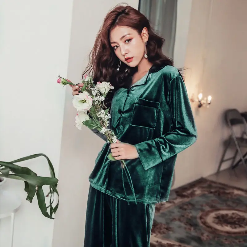 QWEEK Plus Size Pijama Velvet Women's Pajamas Female Set Woman 2 Pieces Sleepwear Winter Pyjamas Loungewear 3XL 4XL 5XL