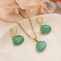 gold dubai png conch shell conch dangle earrings necklace jewelry sets for women girls jewelry wholesale accessories best gift