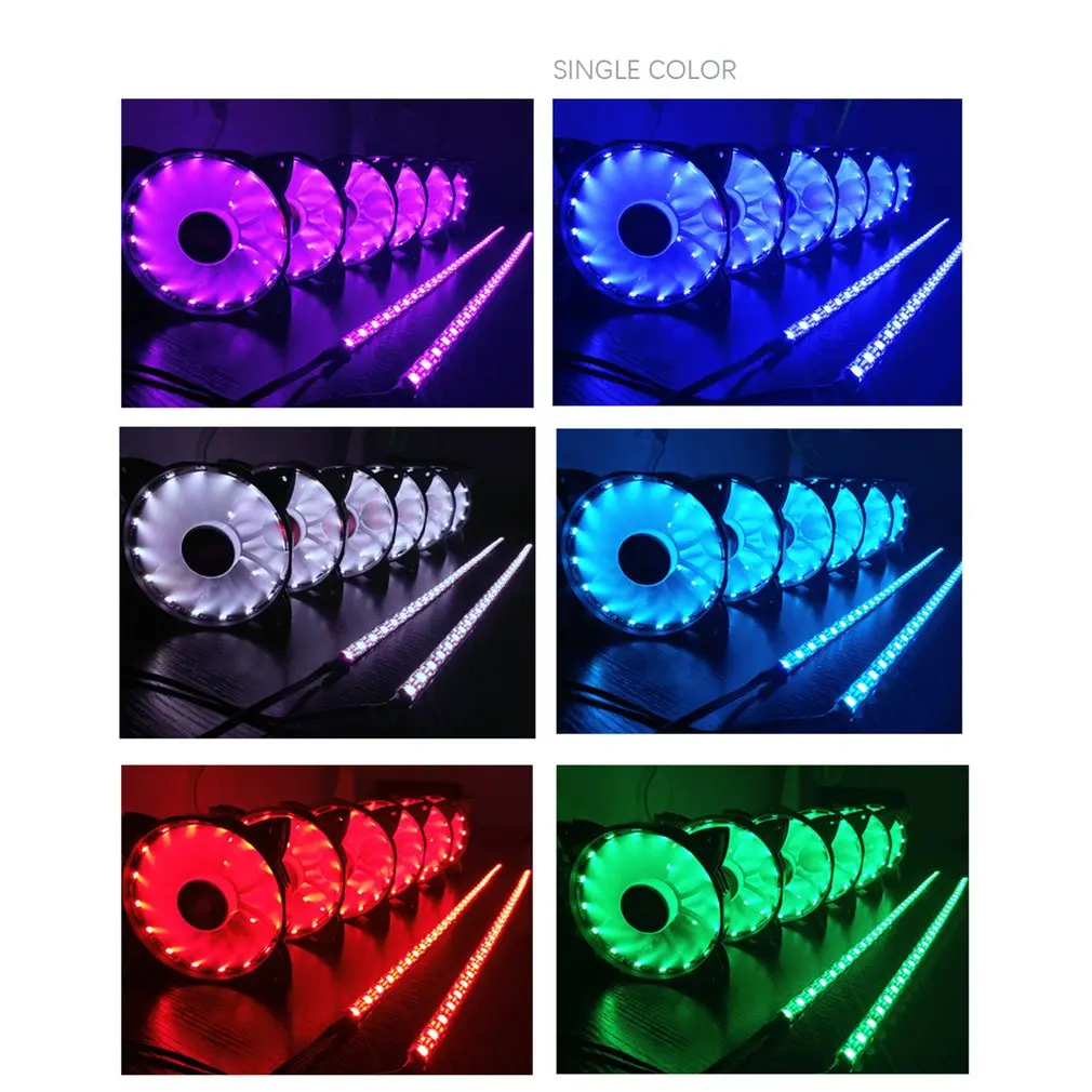 12 см Процессор Вентилятор Cooler RGB настроить светодиодный 12V 6Pin тихий ИК пульт