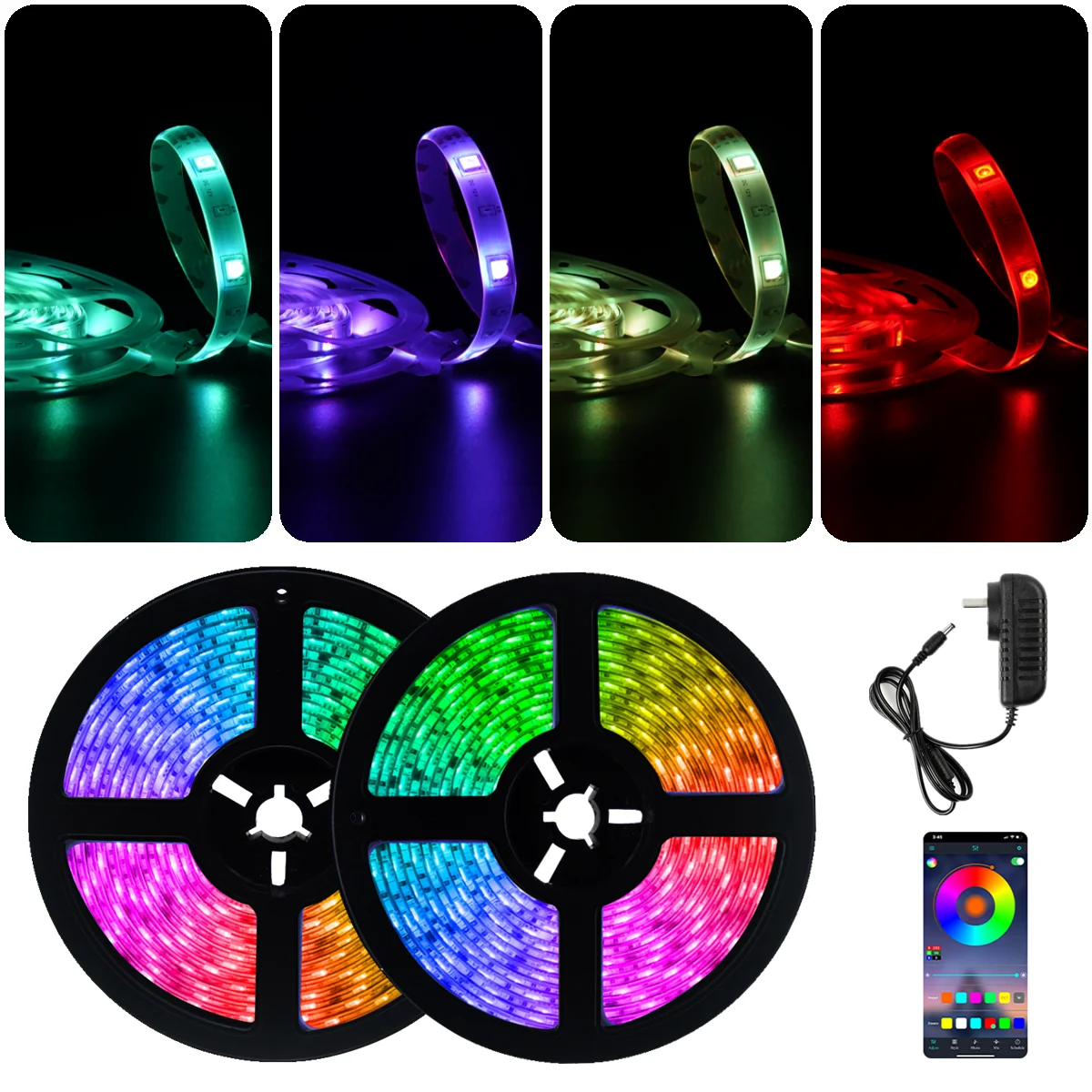 

Светодиодная лента RGB 5050 2835 SMD, неоновая водонепроницаемая лампа, гибкая лента с диодами для фестиваля, 5 м, 12 В постоянного тока, для праздник...