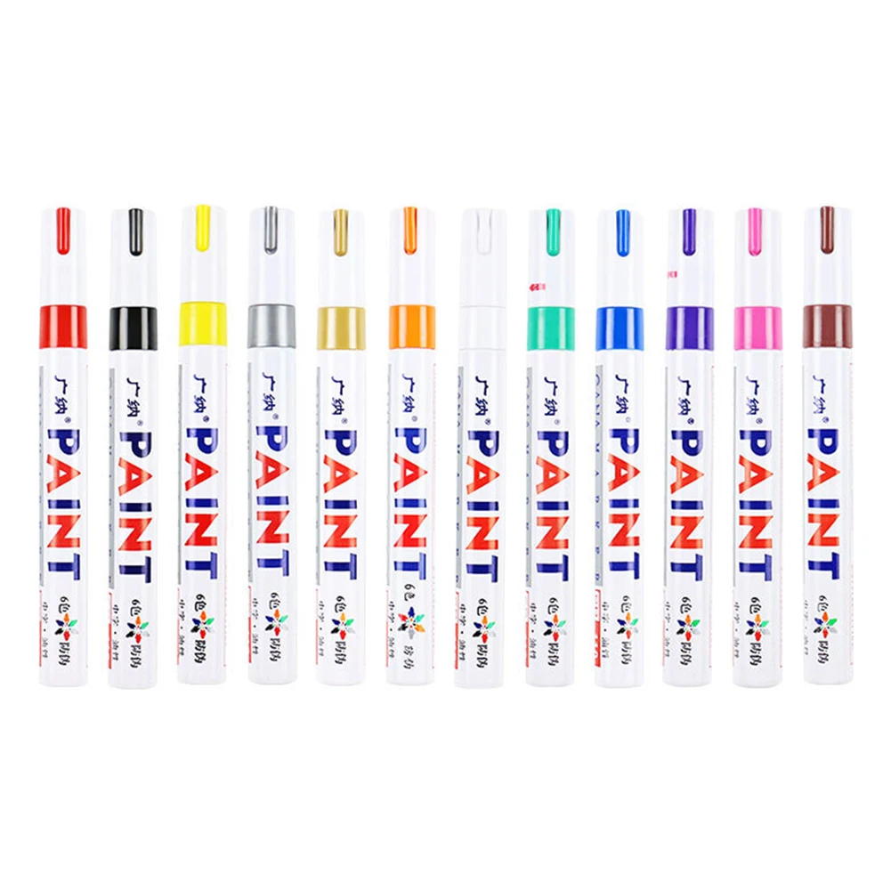 

12 Colors Car Tyre Tire Marker Car Tyre Tire Tread Metal Permanent Paint Marker Oily Marker Pen Supplies