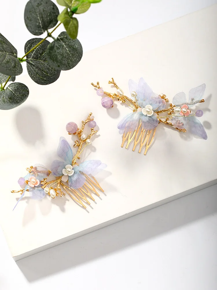 

Fringed Long Hair Headdress Crystal Flower Design Handmade Traditional Chinese Style Suitable For Cllocation With Hanfu Makeup