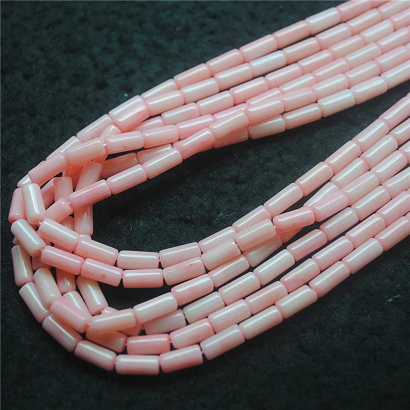

46PCS Pink Coral Beads Cylinder Shape 4X8MM Drum Shape Jewelry Accessories For Women Necklace Making Parts Free Shippings