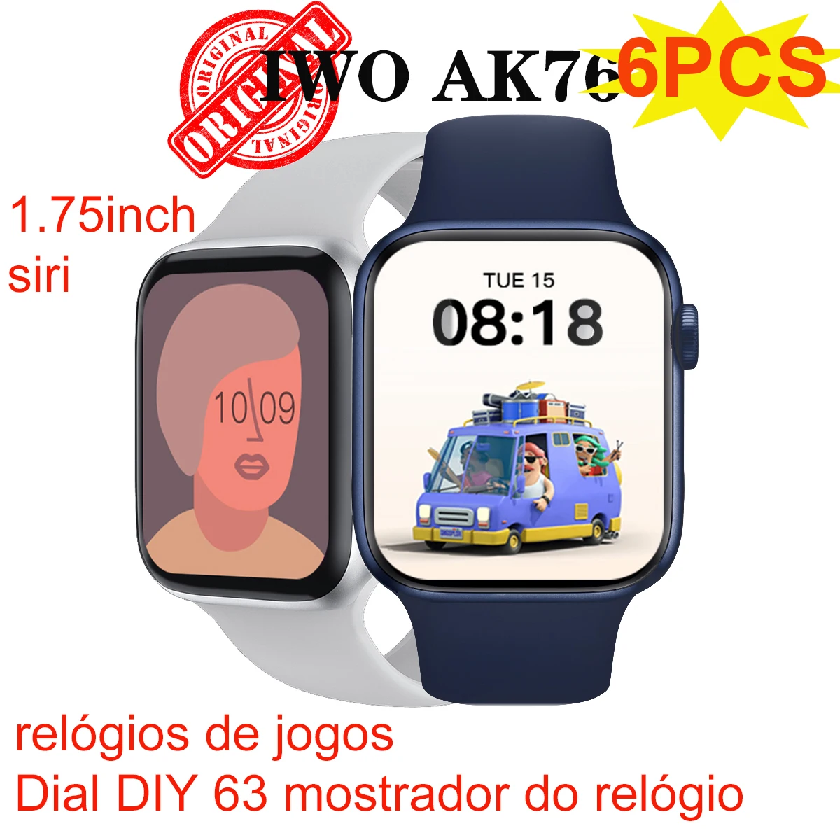

6PCS IWO AK76 Smart Watch Women Men Games watch
