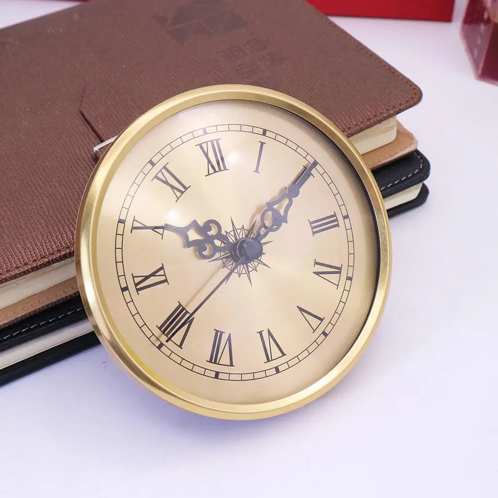 

4.25 Inch Quartz Clock Insert Battery Powered Gold Trim Roman Numeral DIY Repairs