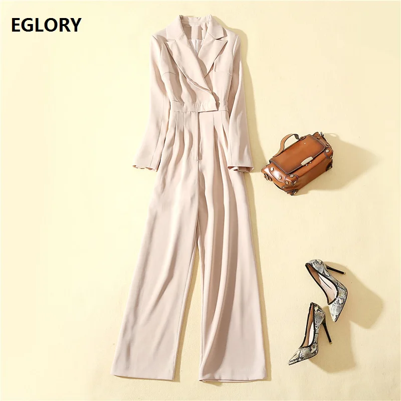 

Женский Длинный комбинезон на пуговицах, офисный комбинезон с отложным воротником и длинными рукавами, осень 2020