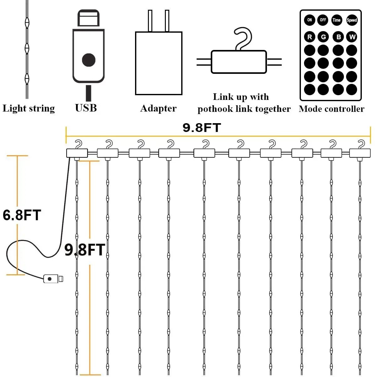 СВЕТОДИОДНАЯ Гирлянда-занавеска с дистанционным управлением | Лампы и освещение